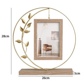 Picture Frame 10x15 Gold, Vintage Wooden Photo Frames with Double HD High-Quality Glass and High-Quality Metal for Standing up Holds 2 Photos for Tabletop Desktop Display 28x26x5 cm
