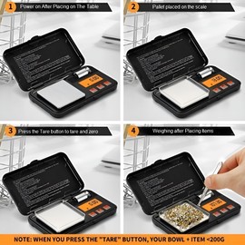 Digital Scale, Youerte 200g x 0.01g Gram Scale with Pocket Size, 50g Calibration Weight,6 Units Conversion, LCD Back-Lit Display, Use for Jewelry/Gold/Food/Powder/Spice