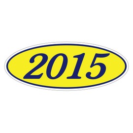 Generic EZ Lettering LINE 2015 Oval Model Year Window Stickers Blue Numbers ON Yellow 12 Per Pack CAR Dealer AUTO DEALERSHIP Windshield 4 Digit Year, 14 long x 5 12 tall, Yellow,blue