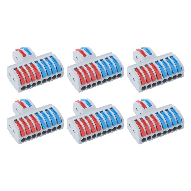 6PCS 2 in 8 Out Terminal Blocks 8 Way Butt