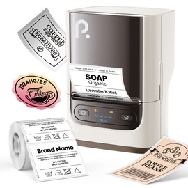 PM220S Label Maker Machine with Tape, 2 Inch Bluetooth Portable Thermal Label Printer for Small Business，Milk White
