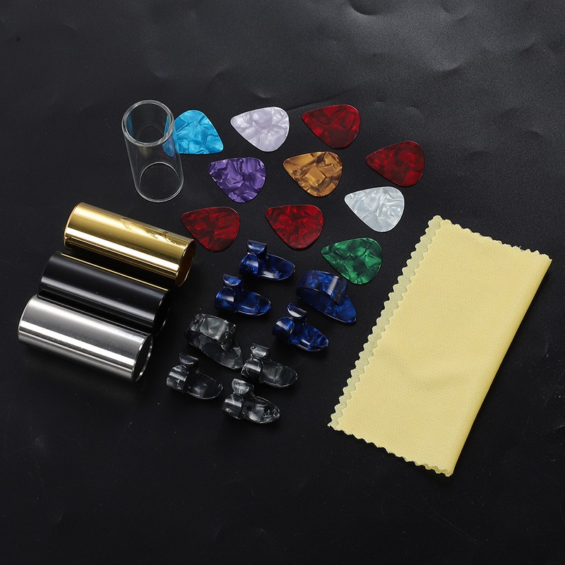 Guitar Accessories Kit 10 Celluloid Pick 4 Guitar Slider 8