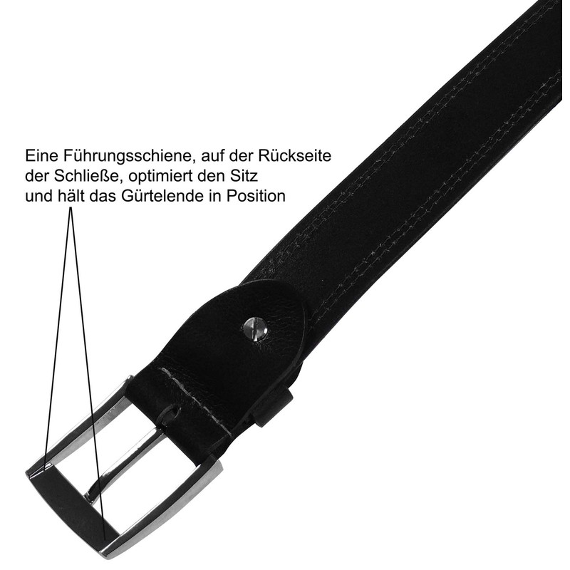 Harrys-Collection Men's Premium Leather Belt with Quilted Stitching, black