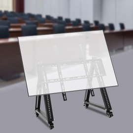 Low Height Mobile TV Stand, Monitor Floor Stand Cart, Rolling TV Mount with Wheel for 32-80" Flat Curved Screen TV, LED LCD, 30°-75° Adjustable Viewing Angle Mobile TV Stand Rolling Cart