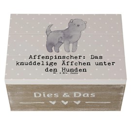 Mr. & Mrs. Panda 22 x 15 cm Holzkiste Affenpinscher Äffchen - Geschenk, liebevoll, Familienhund, Hunderasse, knuddeliges Äffchen, treuer Freund,