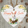 Handcrafted Easter Wooden Heart Plaque with 'Happy Easter' Quote -