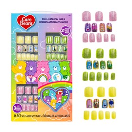 Care Bears 36 pcs Press on Nails for Kids | Pre-Glued & Fake Nails with Nail File for Girls | Birthday Gifts for Ages 6+ by Townley Girl