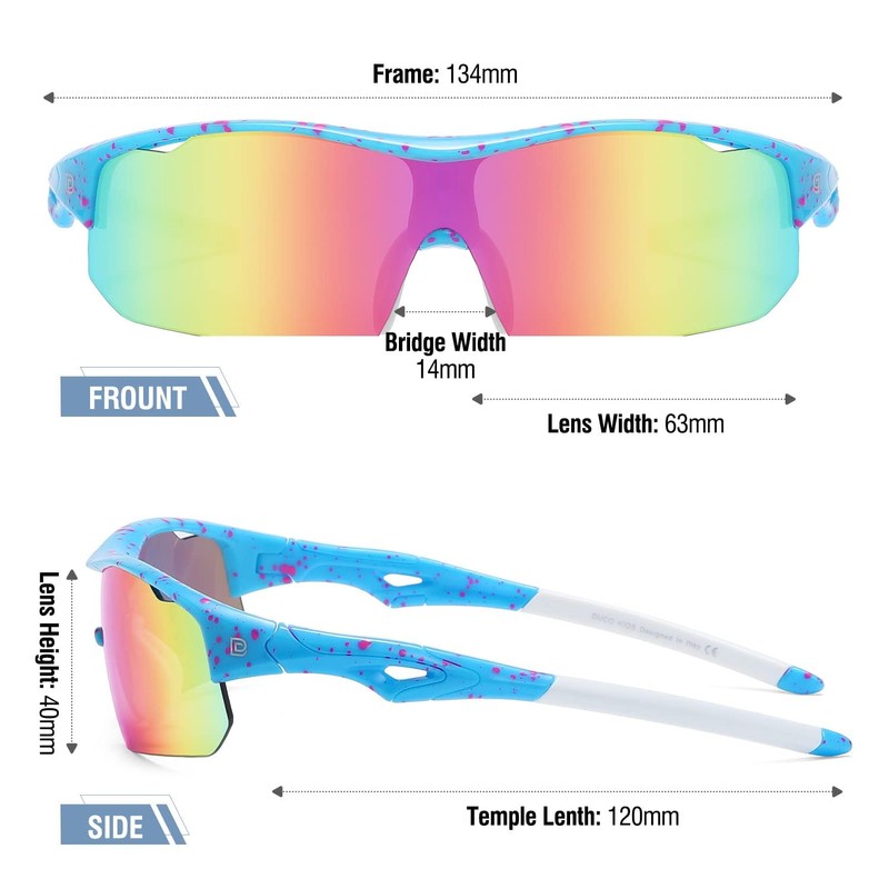 DUCO DK261 Children's Sunglasses, Baseball Sunglasses, Polarized Sunglasses, Sports, Ultra