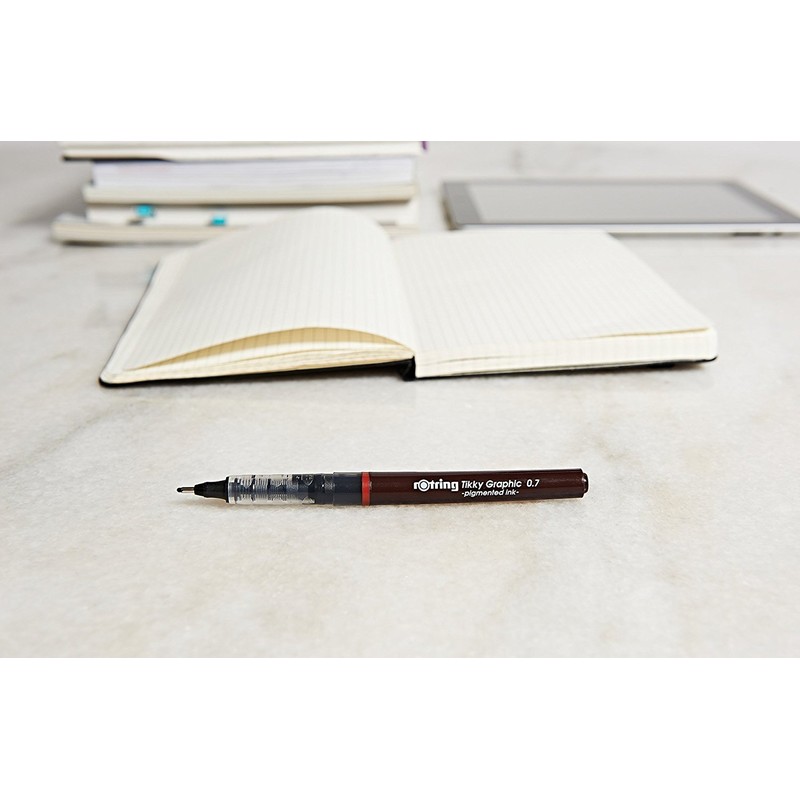 rOtring Tikky Graphic 0.40 mm Black Fibre Tip Pen, Box