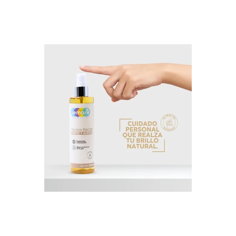Tónico Facial De Arroz Y Avena Vemare Hidratación 250 Ml