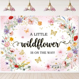 Wildflower Baby Shower Backdrop for Girls A Little Wildflower is On The Way Background Banner Watercolor Floral Theme Baby Shower Decorations Newborn Party Photo Booth Props (7X5FT)
