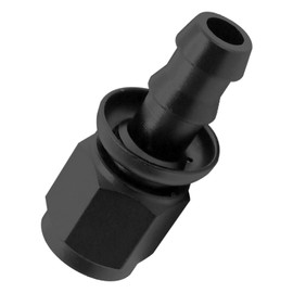 6AN Fittings Hose End Push Lock Hose Fitting End Black for 3/8 Inch ID Nylon Rubber CPE Fuel Line (6an-Straight)
