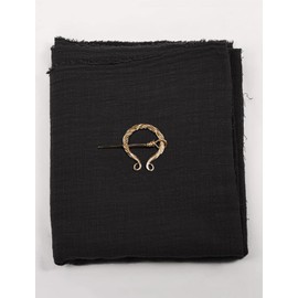 keland Medieval Scarf Wrap Cape Shoulder Scarf Long Scarf with Brooch for Women Men, black