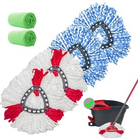 4 Pack Spin Mop Replacement Heads Microfiber Mop Refills Replace Heads Safe for All Hard-surfaced Floors Includes 2 Extra Microfiber Cleaning Cloths