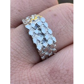 Silver Nugget Ring - Solid 925 Sterling Silver Ring - Iced Baguette Diamond Ring - Sizes 6-13 Great Ring For Men Or Ladies (9)
