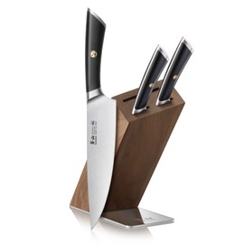 Cangshan ELBERT Series German Steel Forged 4-Piece HUA Knife Block Set, Acacia (Black)