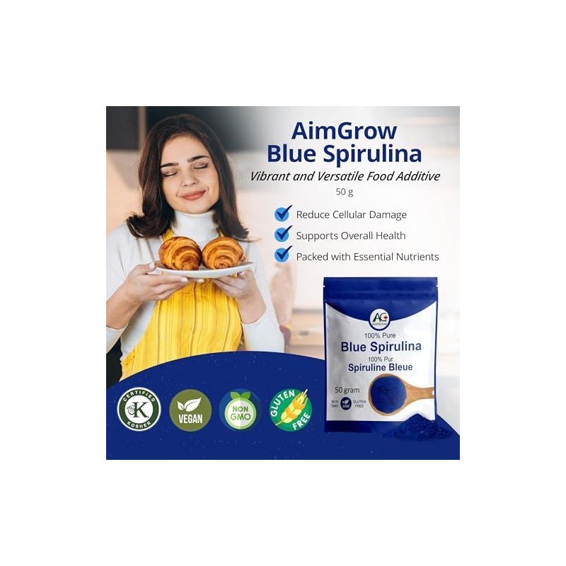 Aimgrow AimGrow Blue Spirulina, Antioxidant Rich Blue Spirulina Powder, Non-GMO