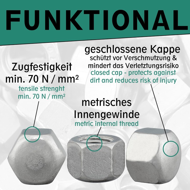 Cap Nuts Low Shape DIN 917 Stainless Steel A2 V2A