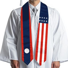 Endargros Laos Flag International Students Graduation Sash Stole Scarves 180 X 13 CM/70 X 5 INCHES Double Sided Graduation Decoration Item
