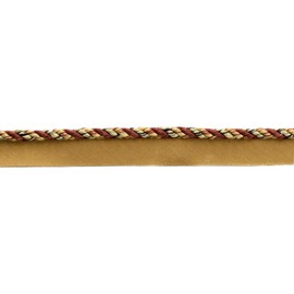 DecoPro Small Multicoloured Black Maroon Gold Champagne Gold 5mm Cord with Lip Style 0316MLT Cocoa Praline - PR16 1 Yard = 91 cm