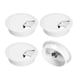 4 Pack Office Desk Grommet 2'' Round Cable Hole Caps Cover Organizer Stopper Cord Hider Buckle for Computer Desk Executive Standing Table Desktop PC Gaming Desks (White)