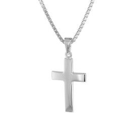 trendor Cross 21mm White Gold 333 (8ct) with Silver Necklace 39910-45 45cm, White gold