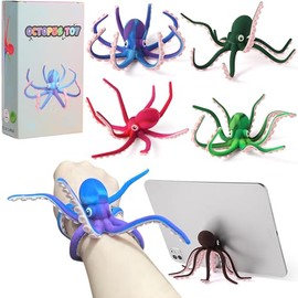 Juguete de pulpo con ventosas – Juguete de escritorio de silicona para aliviar el estrés y juego sensorial, tentáculos flexibles para poses creativas, regalo portátil para niños, adolescentes