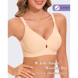 FIGKICKSEN Seamless Push Up Bra for Women Water Drop Comfortable Support Wireless No Underwire Deep V Bralettes T Shirt Bra