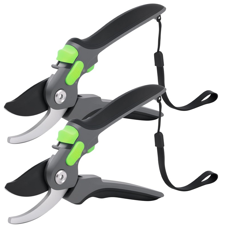 2 Pcs Pruning Shear Sturdy Steel Hand Pruner with Ergonomic