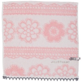 JILLSTUART 58-1510070 Dainty Lace Towel Handkerchief, Fluffy, Cute, Lace, Ribbon, Elegant, Floral Print, White, Approx. 9.8 x 9.8 inches (25 x 25 cm)