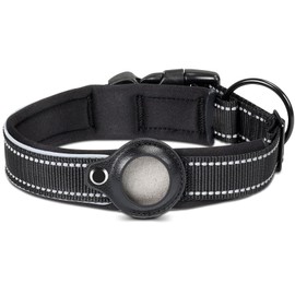 Collar de Perro Reflectante, Acolchado Forro de Neopreno Collar para Gatos y Perros, etc, Hebilla Ajustable Collar de Seguridad, Collar de Nylon para Perros Pequeños Medianos Grandes(Negro XL)