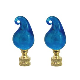 Aspen Creative 24016-12 Blue Glass Lamp Finial in Solid Brass Finish, 2 1/2" Tall (2 Pack)