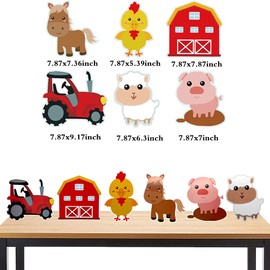 36pcs Farm Themed Party Supplies,Include Farm Animals Centerpieces Farm Background Cloth and Foil Latex Balloons, Indoor and Outdoor Farm Animals 3D Table Decorations