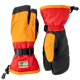 Hestra Unisex Gauntlet Sr 3-Finger Glove, Waterproof, Windproof Insulated Gloves for Skiing & Snowboarding, Men & Women - Orange/Light Red - 9