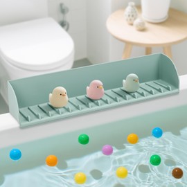 cermug Bathtub Splash Guard for Tub Kids, Silicone Splash Guard for Bathtub Edge, Tub Splash Guard with 4 Suction Cups, Bath Toy Tray Holder for Baby Bath, Aqua, 1 Pack