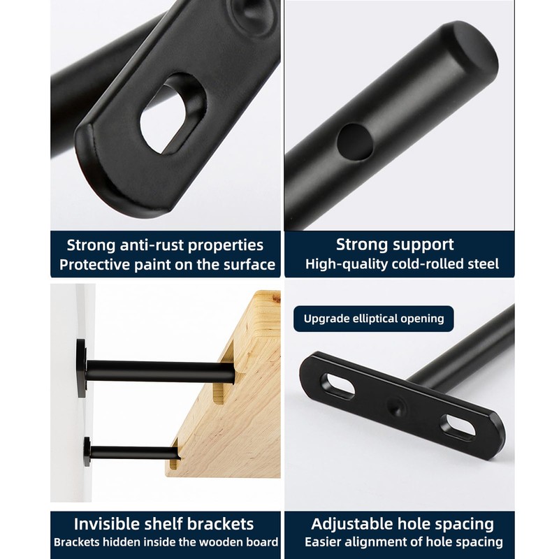 4-Inch Floating Shelf Bracket 6 Pack | Hidden Floating Shelves