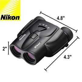 Nikon Sportstar Zoom 8-24x25 (16736) Small Black Variable Zoom Binoculars with Nikon Lens Pen and Cleaning Cloth - Compact Binoculars for Adults, for Sports Watching, Wildlife, and Hiking
