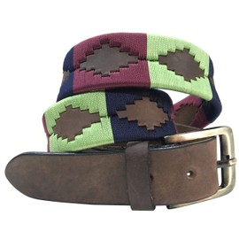 CARLOS DIAZ Mens Womens Premium Unisex Brown Leather Embroidered Designer Polo Belt (120 cm/ 46-48 Inches)