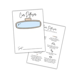 Car Oil Diffuser Package Bag Insert Care Instruction Cards | 50 pk 5x7” Dble Sided White Simple fits in 6x9” for Holographic Bags Warning Inserts Cardstock Reed Bullet Wooden Top Product Client