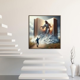 Diamond Art Painting Kits for Adults, Jesus 5D Diamond Painting Dots Art Kits for Adults Beginner, DIY Full Round Gem Crystal Art Paint by Diamond Book, Home Wall Decor 14x 14 in