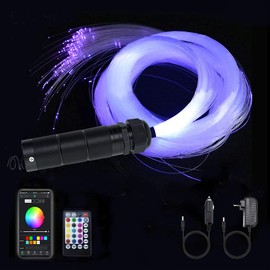 AZIMOM 6W Bluetooth Music Control RGB LED Fiber Optic Lights Star Ceiling Light Kit RF 28 Key Remote APP Sensor Light Source 550pcs 0.75mm 13.1ft Fiber Strands for Indoor Car Home Interior Decoration