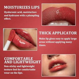 Labiales Pintalabios 4 Colores Brillo de Labios Aceite Labial Hidratante Lip Plumper Gloss Lipstick, Bálsamo Labial Nutritivo con Color Hidratación In