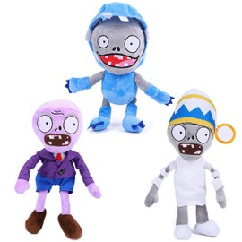 JHESAO 3 PCS Plants and Zombies Plush Buckethead Zombie Sets Toy Purple, 1 2 Stuffed Soft Missile Zombie Imp Doll, Barrel Buckethead Zombies PVZ Plush Figure Doll New