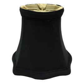 Royal Designs, Inc CS-717BLK/GL Fancy Square Bell Clip On Chandelier Lamp Shade, Black