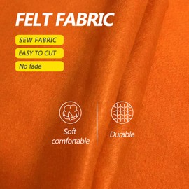 Orange Felt Fabric - 1.6mm Thickness 36" X 36" Square Flexible Craft Felt by The Yard Soft Durable Felt Sheets for DIY Sewing Cushion Art Craft Project Supplies