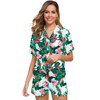 SWOMOG Womens Silk Satin Pajamas Set Short Sleeve Sleepwear Button