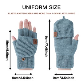 BLURBE Women Fingerless Gloves - Winter Warm Convertible Fingerless Mittens Ladies Wool Knitted Half-Finger Gloves Hand Warmer FingerIess Heated Gloves for Women Girls Outdoor Sports Gifts UK