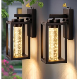 VIANIS 2 Pack Porch Lights Outdoor, Farmhouse Oil Rubbed Bronze Dusk to Dawn Exterior House Lighting Fixtures Wall Mount with Integrated 10W LED Light Source, Die-Cast Aluminum Outdoor Sconce Lantern