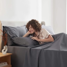 Nestl Extra Deep Full Sheet Set - 6 Piece Breathable & Cooling Sheets - Hotel Luxury Bedding Set w/18-24 Inch Extra Deep Pockets - Easy & Secure Fit - Super Soft, Wrinkle Free & Comfy - Dark Gray