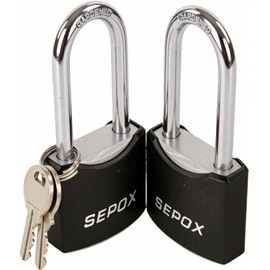 SEPOX® Twins 1-9/16" All-Weather Outdoor Padlocks Keyed Alike, Long Shackle, Solid Steel Lock, Heavy-Duty with Black Cover, Design for Gate Fence Cabinet Toolbox School Gym Locker with 2pcs Same Key